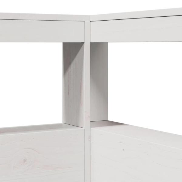 Kopfteil mit Bücherregal L-Form Weiß 90 cm Massivholz Kiefer