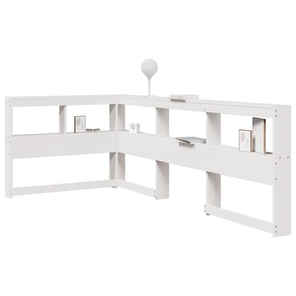 ARDEBO.de - Kopfteil mit Bücherregal L-Form Weiß 80 cm Massivholz Kiefer