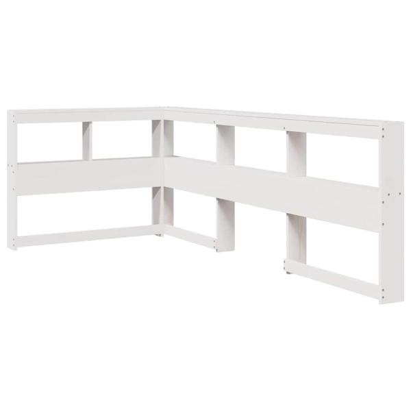 Kopfteil mit Bücherregal L-Form Weiß 80 cm Massivholz Kiefer