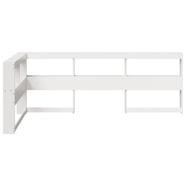 Kopfteil mit Bücherregal L-Form Weiß 80 cm Massivholz Kiefer
