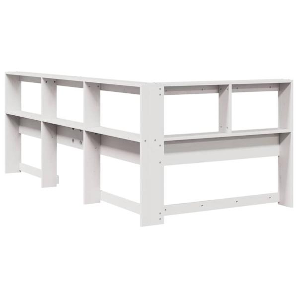 Kopfteil mit Bücherregal L-Form Weiß 80 cm Massivholz Kiefer