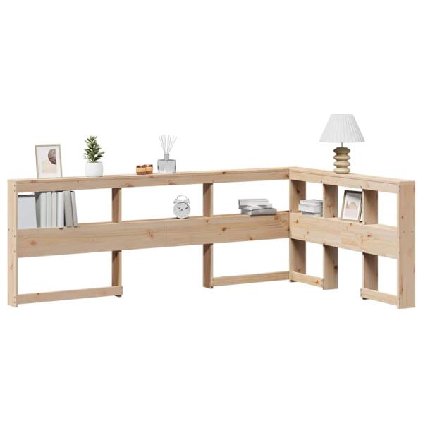 ARDEBO.de - Kopfteil mit Bücherregal L-Form 120 cm Massivholz Kiefer
