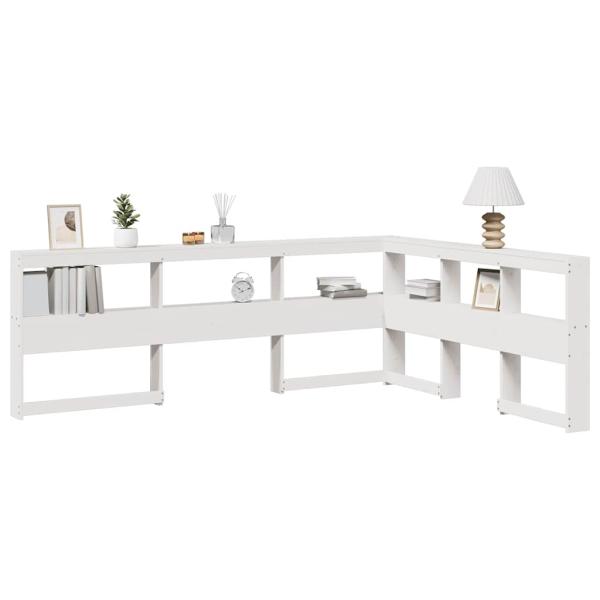 ARDEBO.de - Kopfteil mit bücherregal L-form weiß 135 cm massivholz kiefer