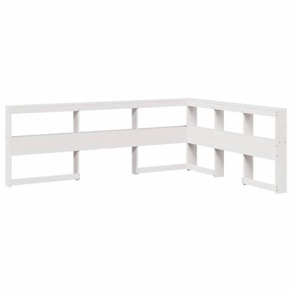 Kopfteil mit bücherregal L-form weiß 135 cm massivholz kiefer