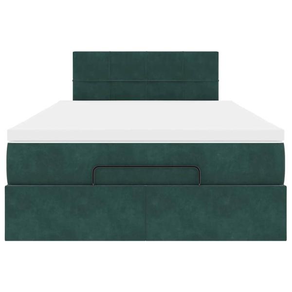 Ottoman-Bett mit Matratze Dunkelgrün 120x200 cm Samt