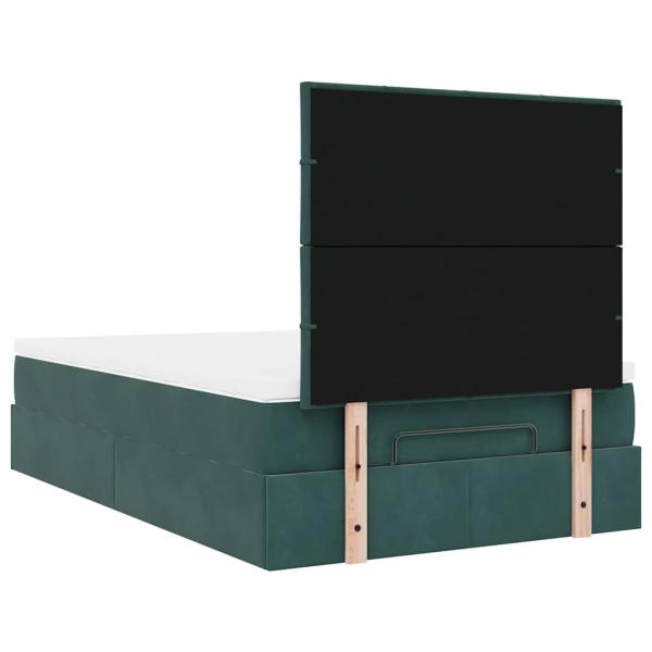 Ottoman-Bett mit Matratzen & LEDs Dunkelgrün 120x200 cm Samt