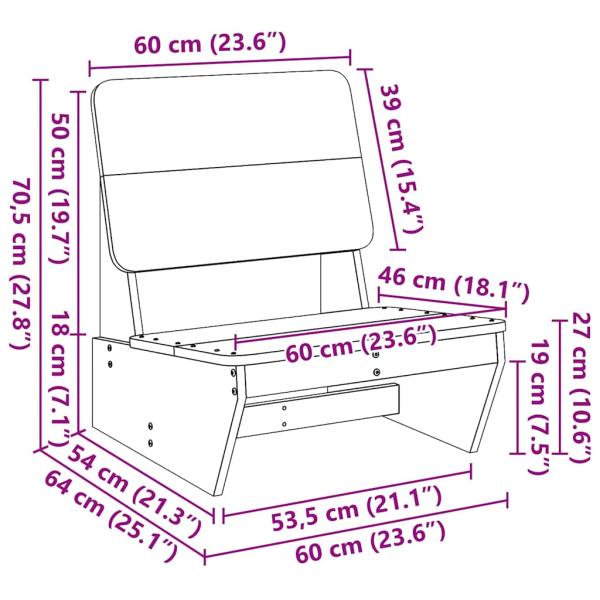 Gartenstühle 2 Stk. 60x64x70,5 cm Massivholz Douglasie