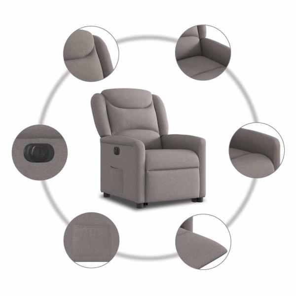 Relaxsessel mit Aufstehhilfe Elektrisch Taupe Stoff