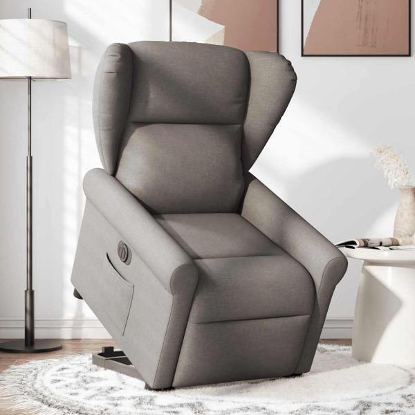 Relaxsessel mit Aufstehhilfe Elektrisch Taupe Stoff