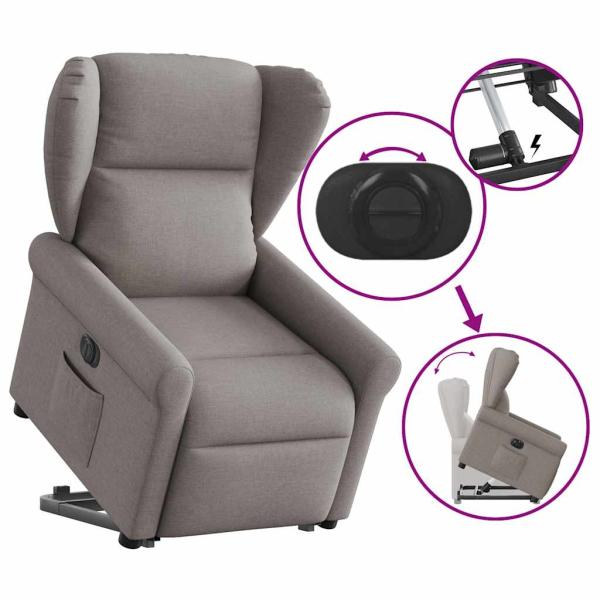 Relaxsessel mit Aufstehhilfe Elektrisch Taupe Stoff