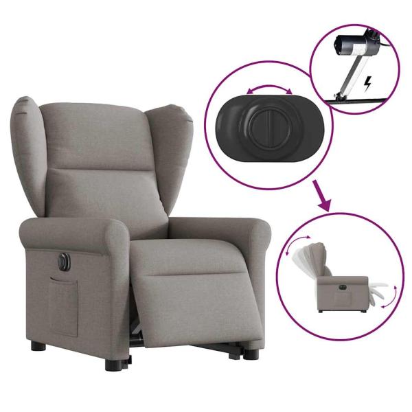 Relaxsessel mit Aufstehhilfe Elektrisch Taupe Stoff