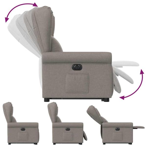 Relaxsessel mit Aufstehhilfe Elektrisch Taupe Stoff