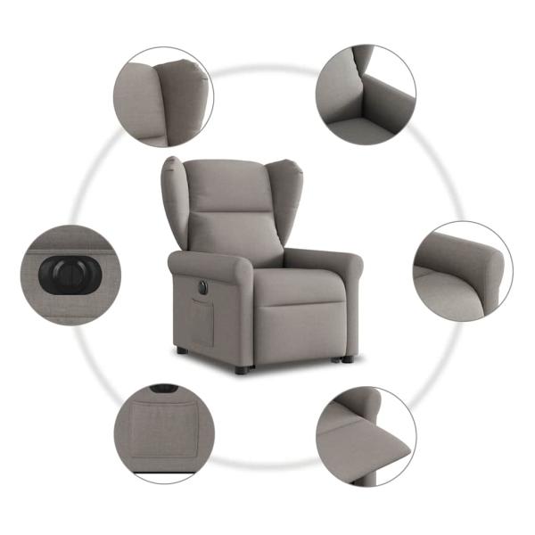 Relaxsessel mit Aufstehhilfe Elektrisch Taupe Stoff