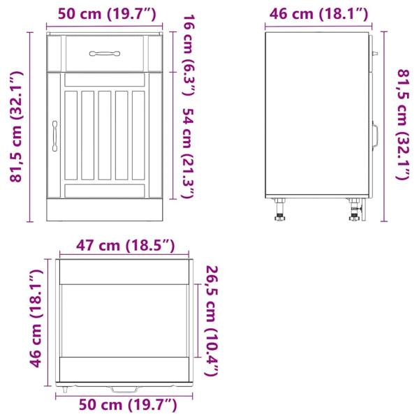 Küchen-Unterschrank Lucca Räuchereiche Holzwerkstoff