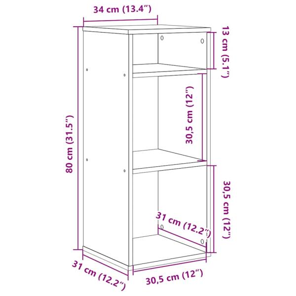 Bücherregal Grau Sonoma 34x31x80 cm Holzwerkstoff