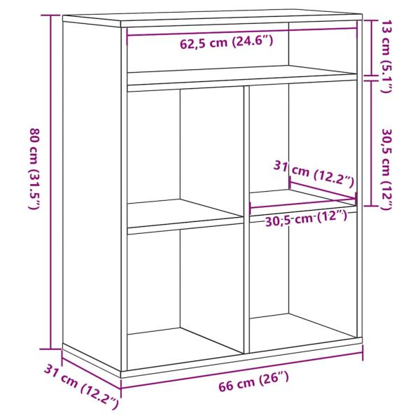 Bücherregal Schwarz 66x31x80 cm Holzwerkstoff