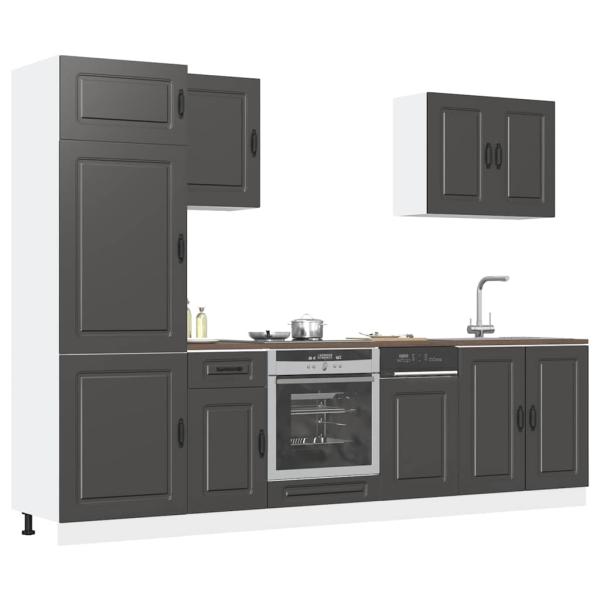 ARDEBO.de - 7-tlg. Küchenschrank-Set Kalmar Schwarz Holzwerkstoff
