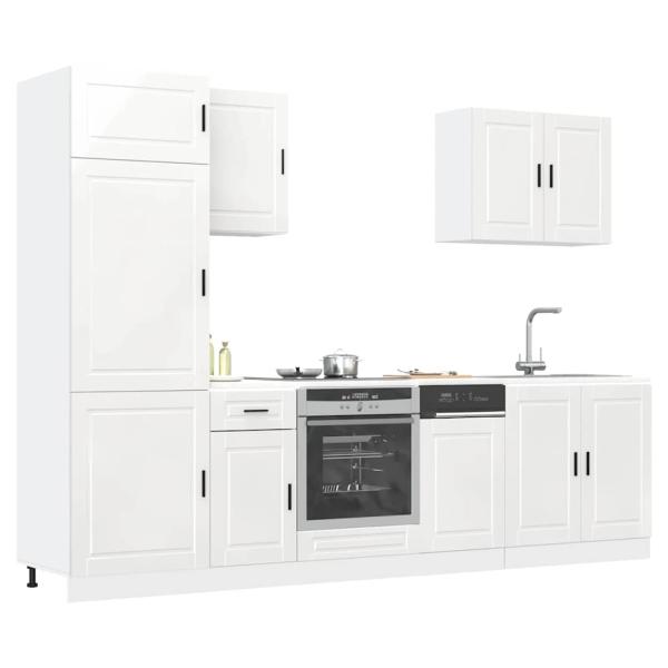 ARDEBO.de - 7-tlg. Küchenschrank-Set Kalmar Hochglanz-Weiß Holzwerkstoff