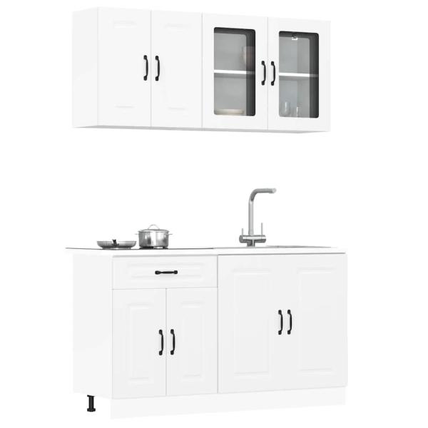 ARDEBO.de - 4-tlg. Küchenschrank-Set Kalmar Weiß Holzwerkstoff