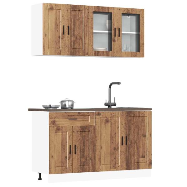 ARDEBO.de - 4-tlg. Küchenschrank-Set Kalmar Altholz-Optik Holzwerkstoff