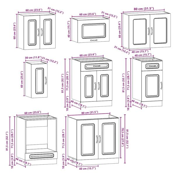 8-tlg. Küchenschrank-Set Kalmar Sonoma-Eiche Holzwerkstoff