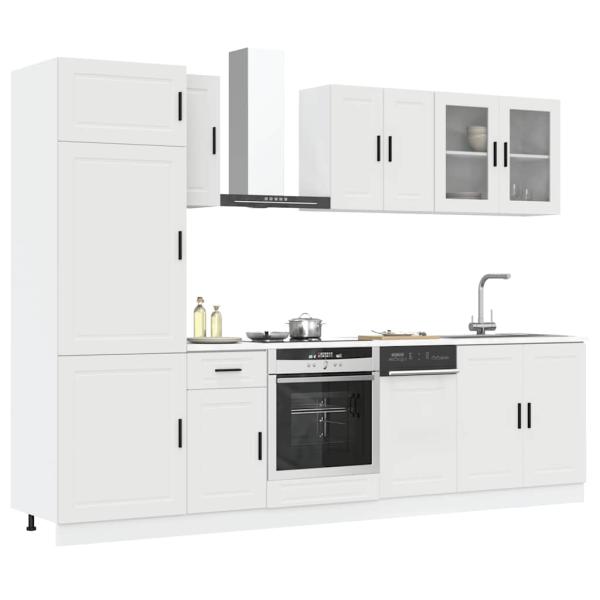 ARDEBO.de - 8-tlg. Küchenschrank-Set Kalmar Weiß Holzwerkstoff