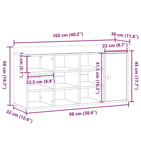 Schuhbank Artisan-Eiche 102x32x50 cm Holzwerkstoff
