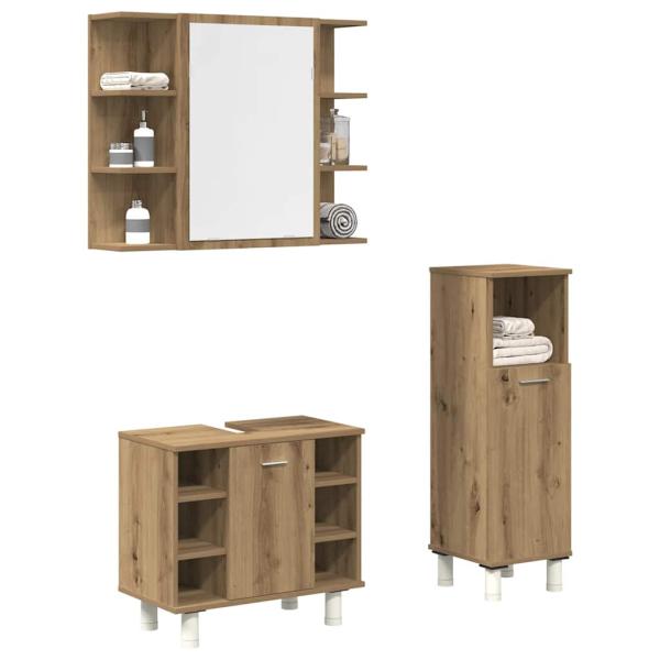 ARDEBO.de - 3-tlg. Badmöbel-Set Artisan-Eiche Holzwerkstoff