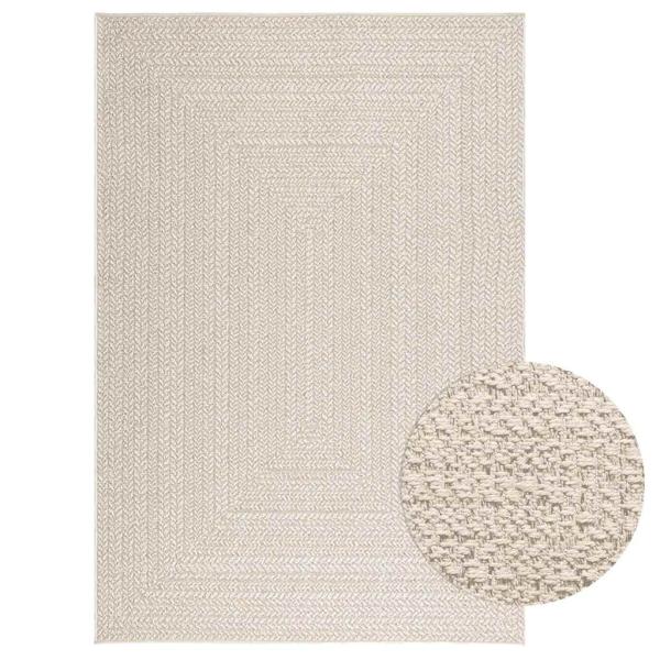 ARDEBO.de - Teppich ZIZUR Creme 140x200 cm Jute-Optik Indoor und Outdoor