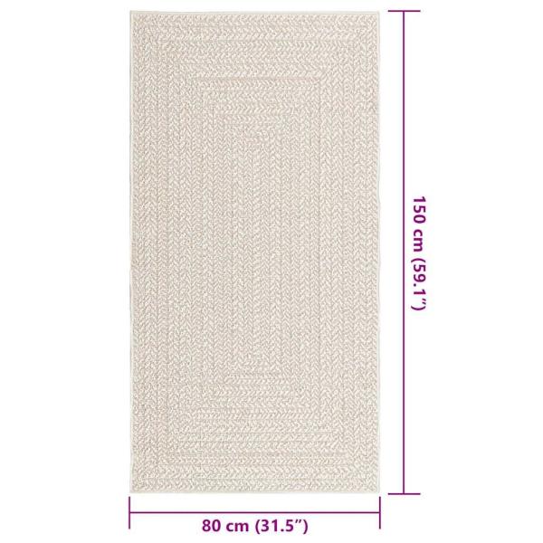 Teppich ZIZUR Creme 80x150 cm Jute-Optik Indoor und Outdoor