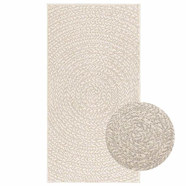 ARDEBO.de - Teppich ZIZUR Creme 60x110 cm Jute-Optik Indoor und Outdoor