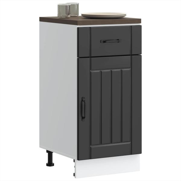 Küchen-Unterschrank Lucca Schwarz Holzwerkstoff