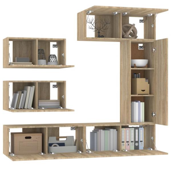 6-tlg. TV-Schrank-Set Sonoma-Eiche Holzwerkstoff
