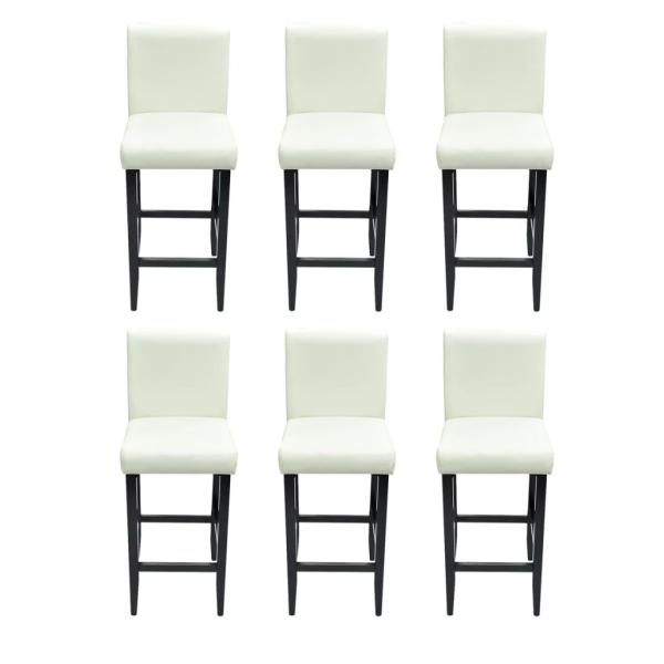 Barhocker 6 Stk. Weiß Kunstleder