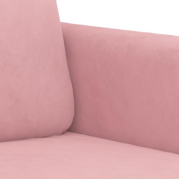 2-tlg. Sofagarnitur mit Kissen Rosa Samt