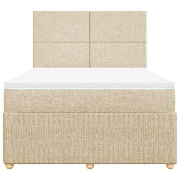 ARDEBO.de - Boxspringbett mit Matratze Creme 140x190 cm Stoff
