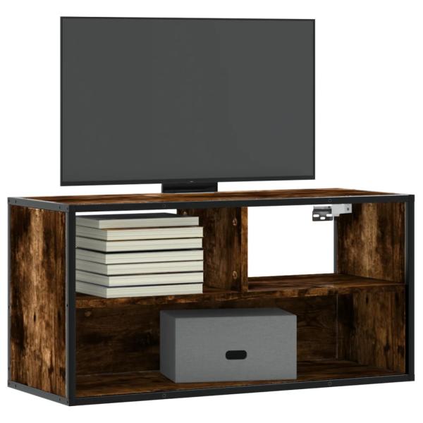 ARDEBO.de - TV-Schrank Räuchereiche 80x31x39,5 cm Holzwerkstoff und Metall