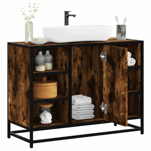 ARDEBO.de - Waschbeckenunterschrank Räuchereiche 80x33x60 cm Holzwerkstoff