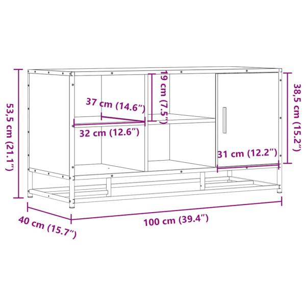 Schuhbank Braun Eichen-Optik 100x40x53,5cm Holzwerkstoff Metall