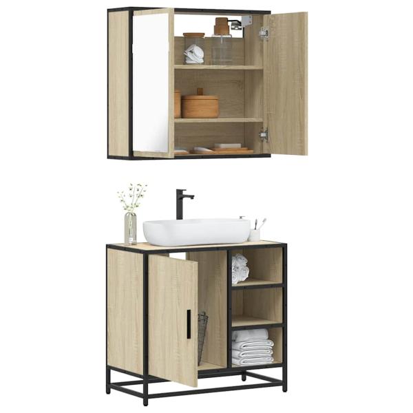 ARDEBO.de - 2-tlg. Badmöbel-Set Sonoma-Eiche Holzwerkstoff