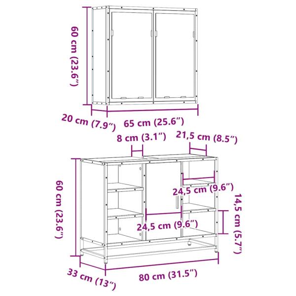 2-tlg. Badmöbel-Set Schwarz Holzwerkstoff