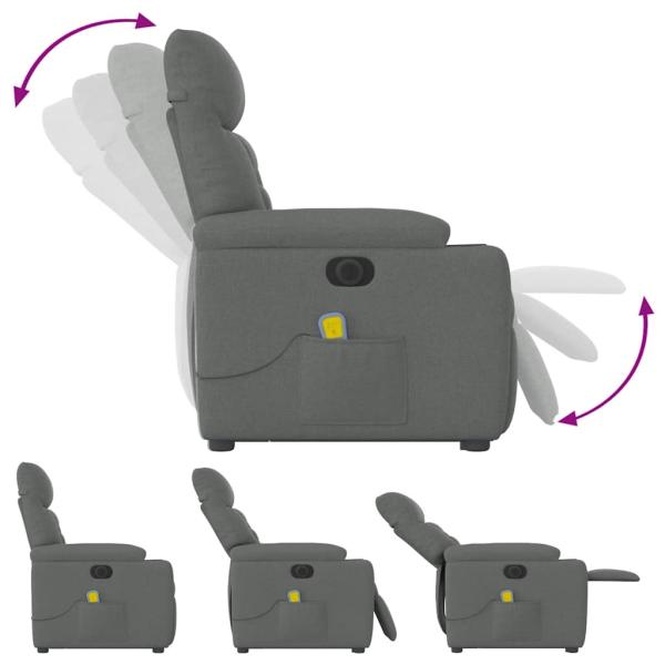 Elektrischer Massagesessel mit Aufstehhilfe Dunkelgrau Stoff