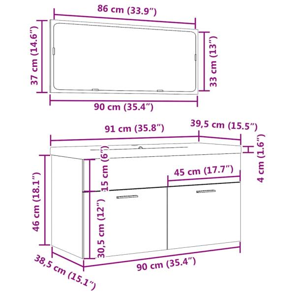 3-tlg. Badmöbel-Set Artisan-Eiche Holzwerkstoff