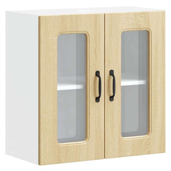 Küchen-Hängeschrank mit Glastür Sonoma-Eiche Holzwerkstoff