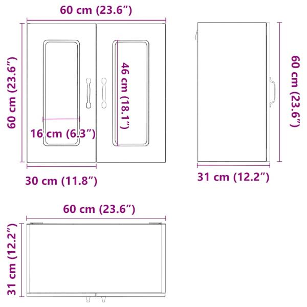 Küchen-Hängeschrank mit Glastür Sonoma-Eiche Holzwerkstoff