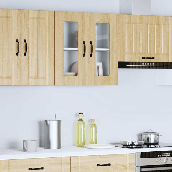 Küchen-Hängeschrank mit Glastür Sonoma-Eiche Holzwerkstoff
