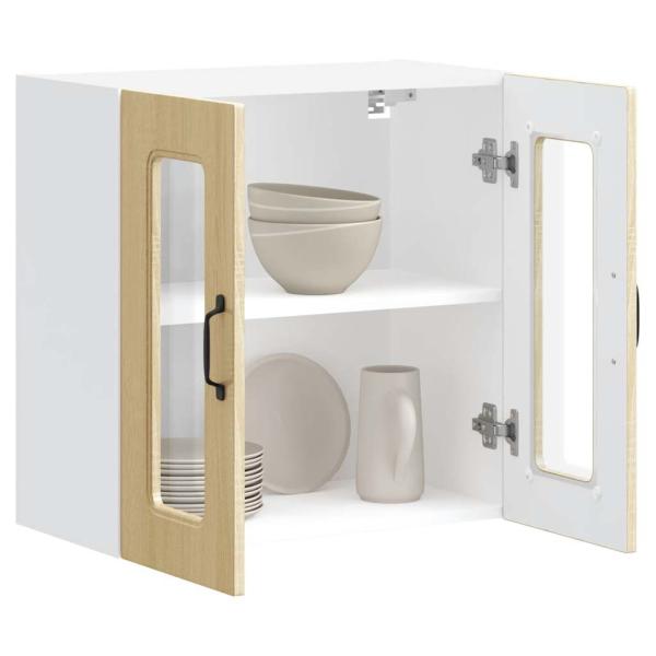 Küchen-Hängeschrank mit Glastür Sonoma-Eiche Holzwerkstoff