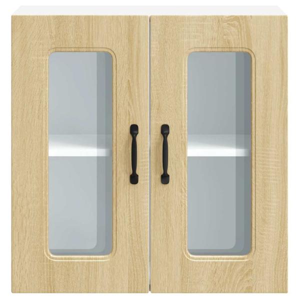 Küchen-Hängeschrank mit Glastür Sonoma-Eiche Holzwerkstoff