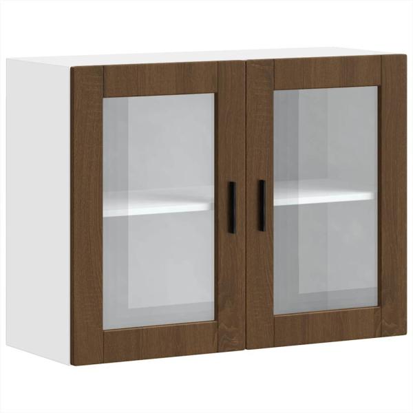 ARDEBO.de - Küchen-Hängeschrank mit Glastür Porto Braun Eichen-Optik