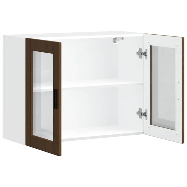 Küchen-Hängeschrank mit Glastür Porto Braun Eichen-Optik